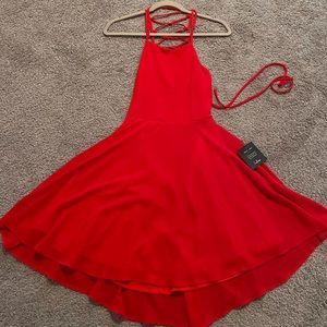 Lulu’s women’s red lace-up dress: Size M